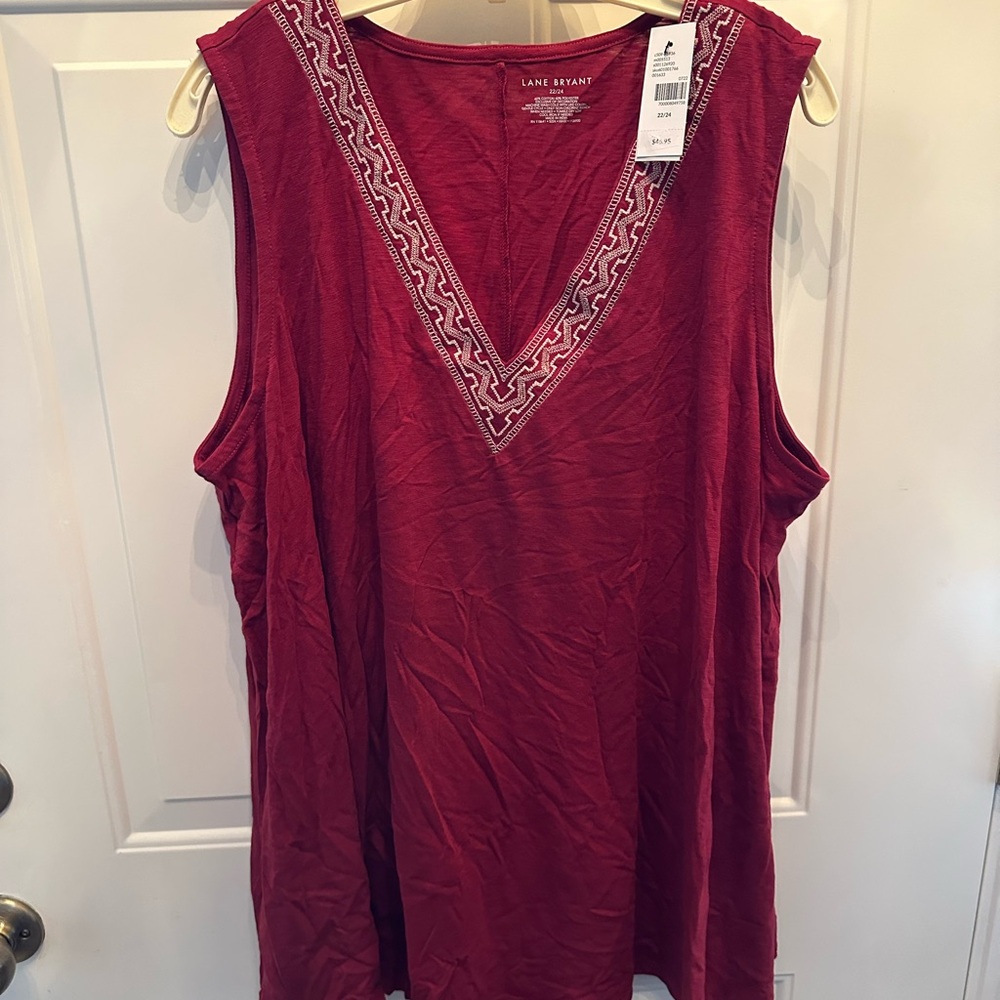 Lane Bryant V- Neck Tank - Red